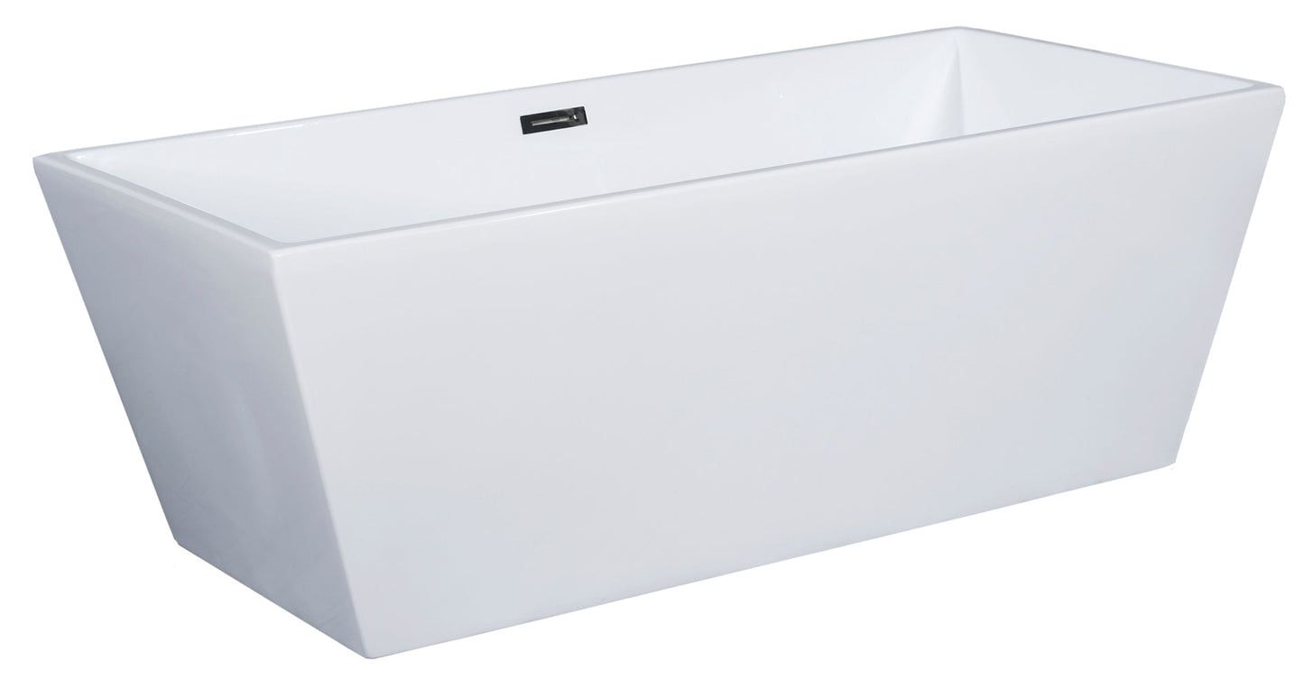 ALFI brand  AB8833 59 inch White Rectangular Acrylic Free Standing Soaking Bathtub