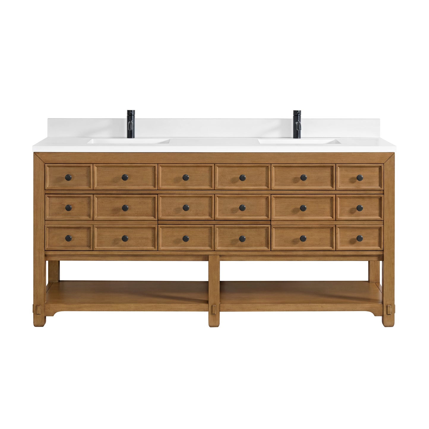 Malibu 72" Double Vanity Cabinet, Amber Birch