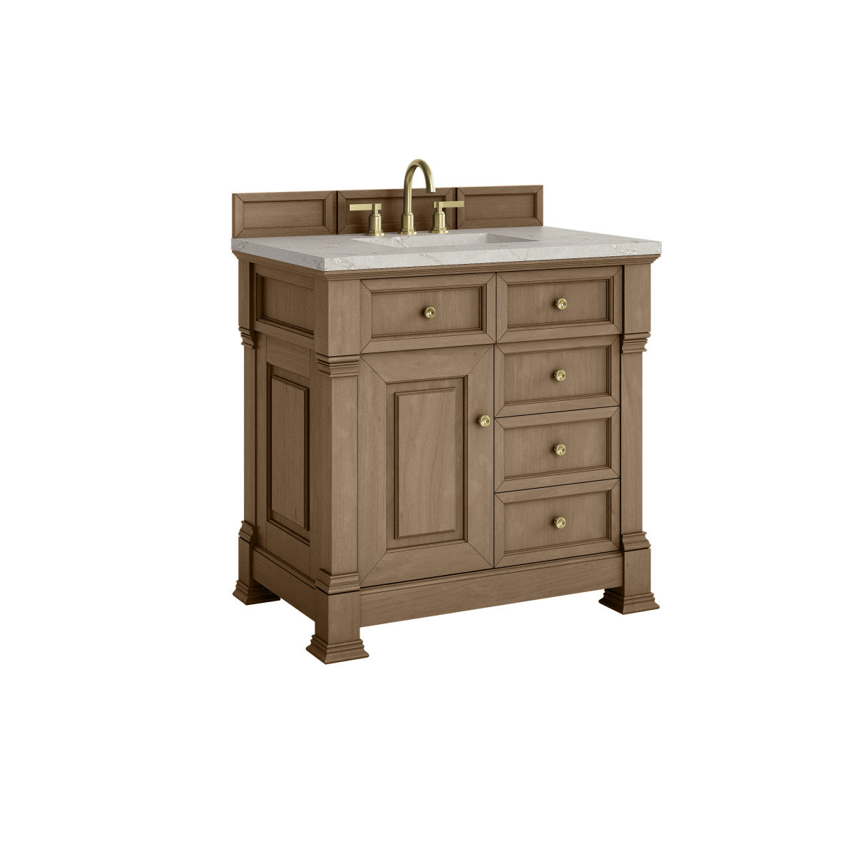 James Martin 547-V36 Brookfield 36” Single Vanity – Black Onyx / Honey Oak / Pearl Charcoal