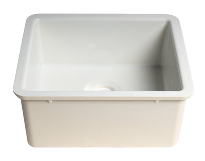 ALFI brand  AB2017 20" White Single Bowl Fireclay Undermount Kitchen Sink