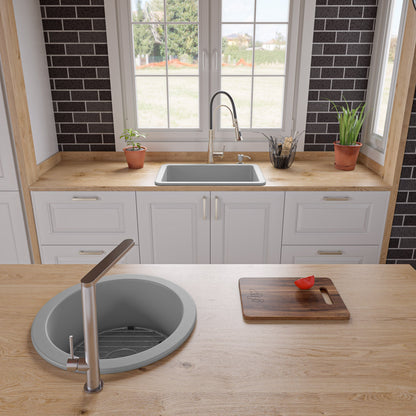 ALFI brand ABF2718UD 27" x 18" Fireclay Undermount / Drop In Firelcay Kitchen Sink
