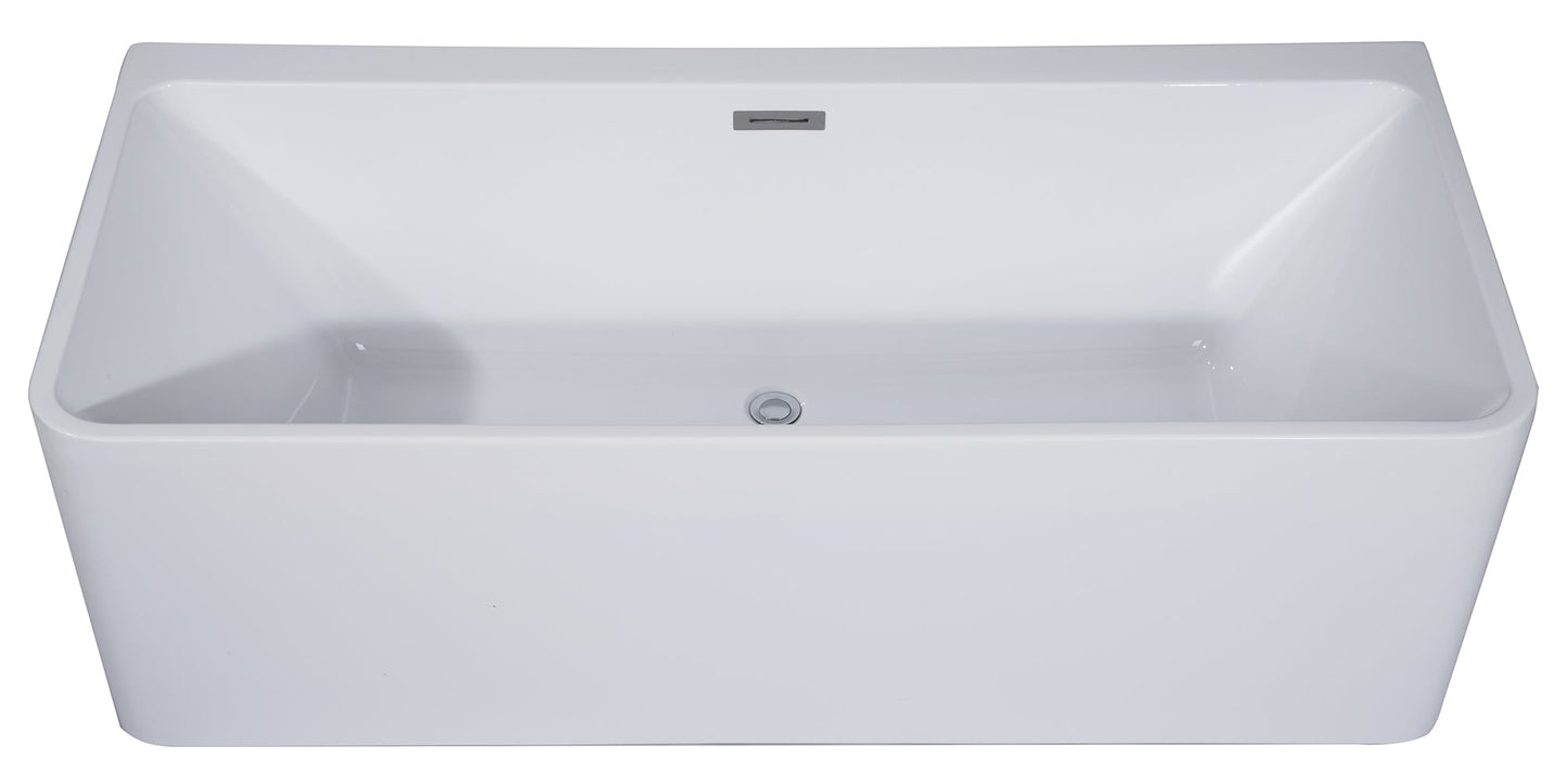 ALFI brand  AB8858 59 inch White Rectangular Acrylic Free Standing Soaking Bathtub