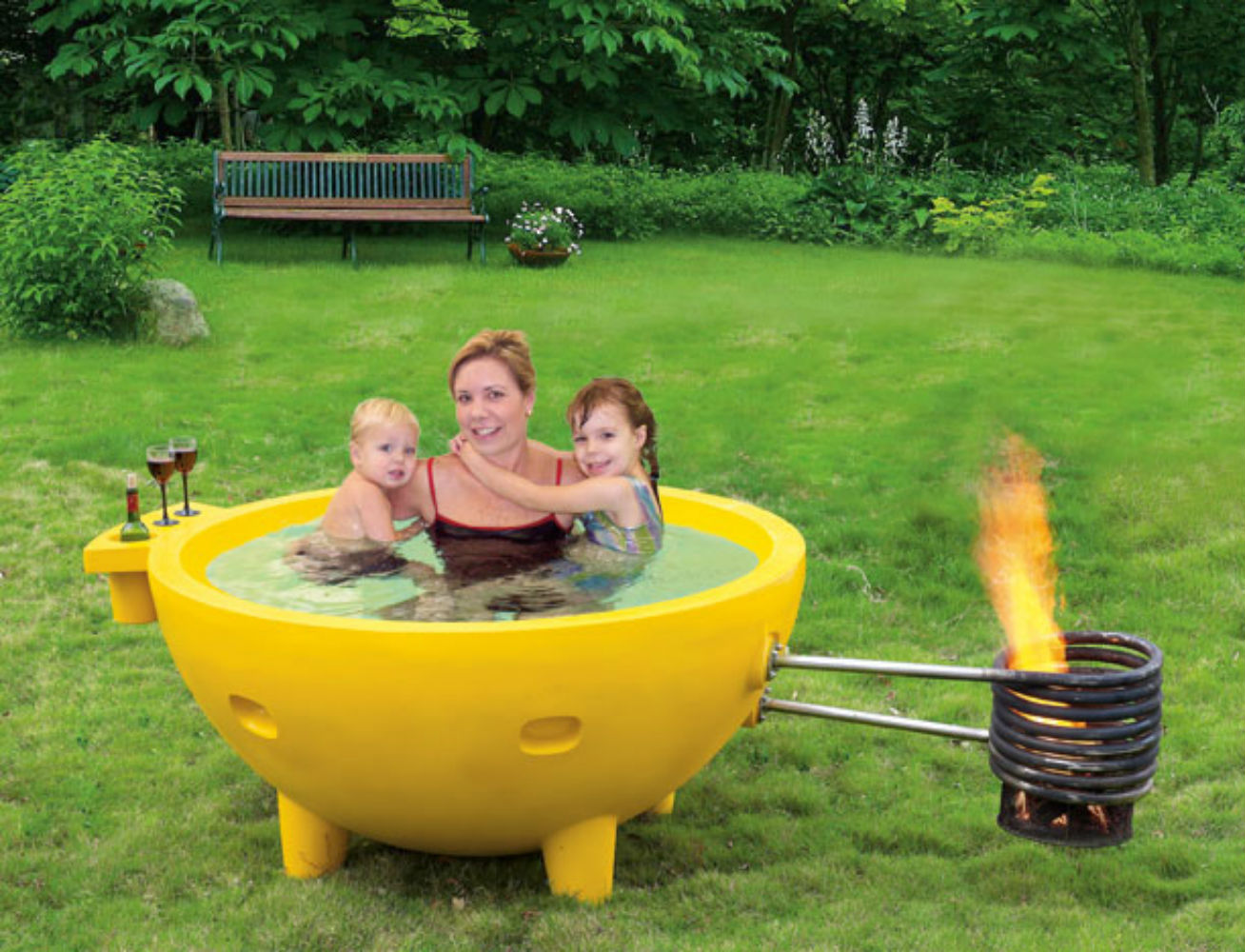 ALFI brand FireHotTub FireHotTub The Round Fire Burning Portable Outdoor Hot Bath Tub