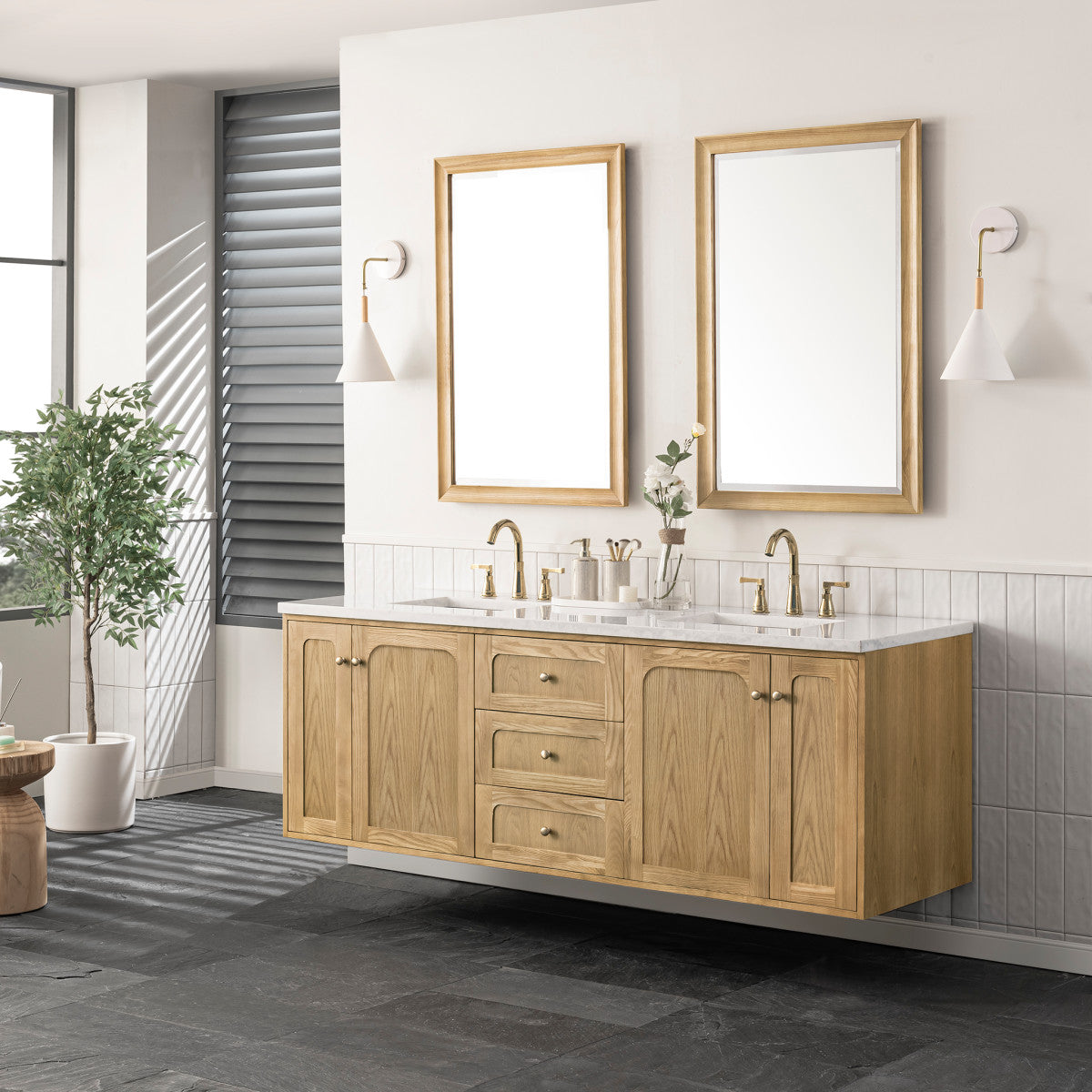 Laurent 72" Double Vanity Cabinet, Light Natural Oak