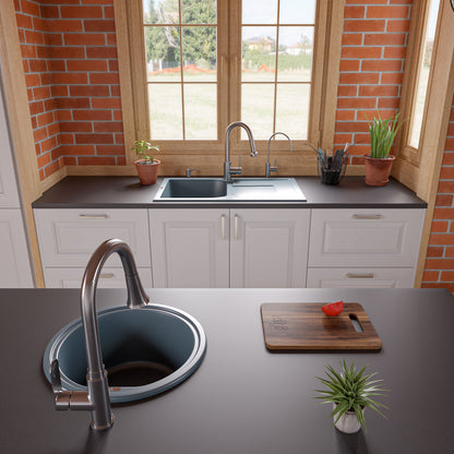 ALFI brand AB1620DI 34" Single Bowl Granite Composite Kitchen Sink with Drainboard