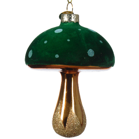 Gold Stem Glass Mushroom Ornament -