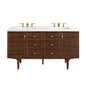 Amberly 60" Double Vanity Cabinet, Mid-Century Walnut