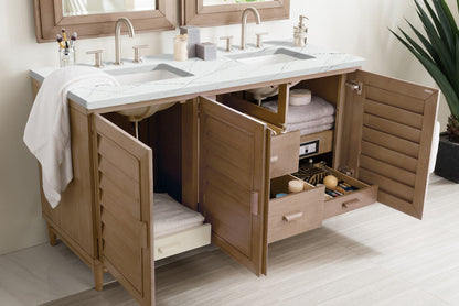 Portland 60" Double Vanity Cabinet, Whitewashed Walnut