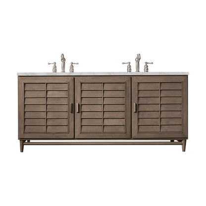 Portland 72" Double Vanity Cabinet, Whitewashed Walnut