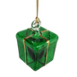 Blown Glass Present Ornament - Green