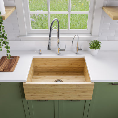 ALFI brand  AB3021 30" Single Bowl Bamboo Kitchen Farm Sink