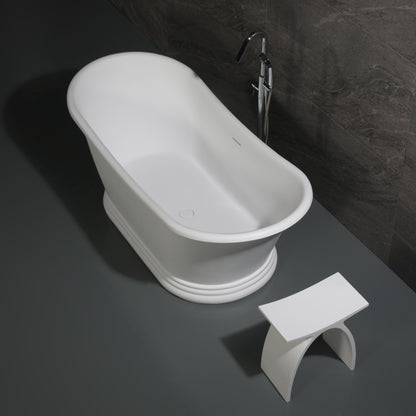 ALFI brand  AB9950 67" White Matte Pedestal Solid Surface Resin Bathtub