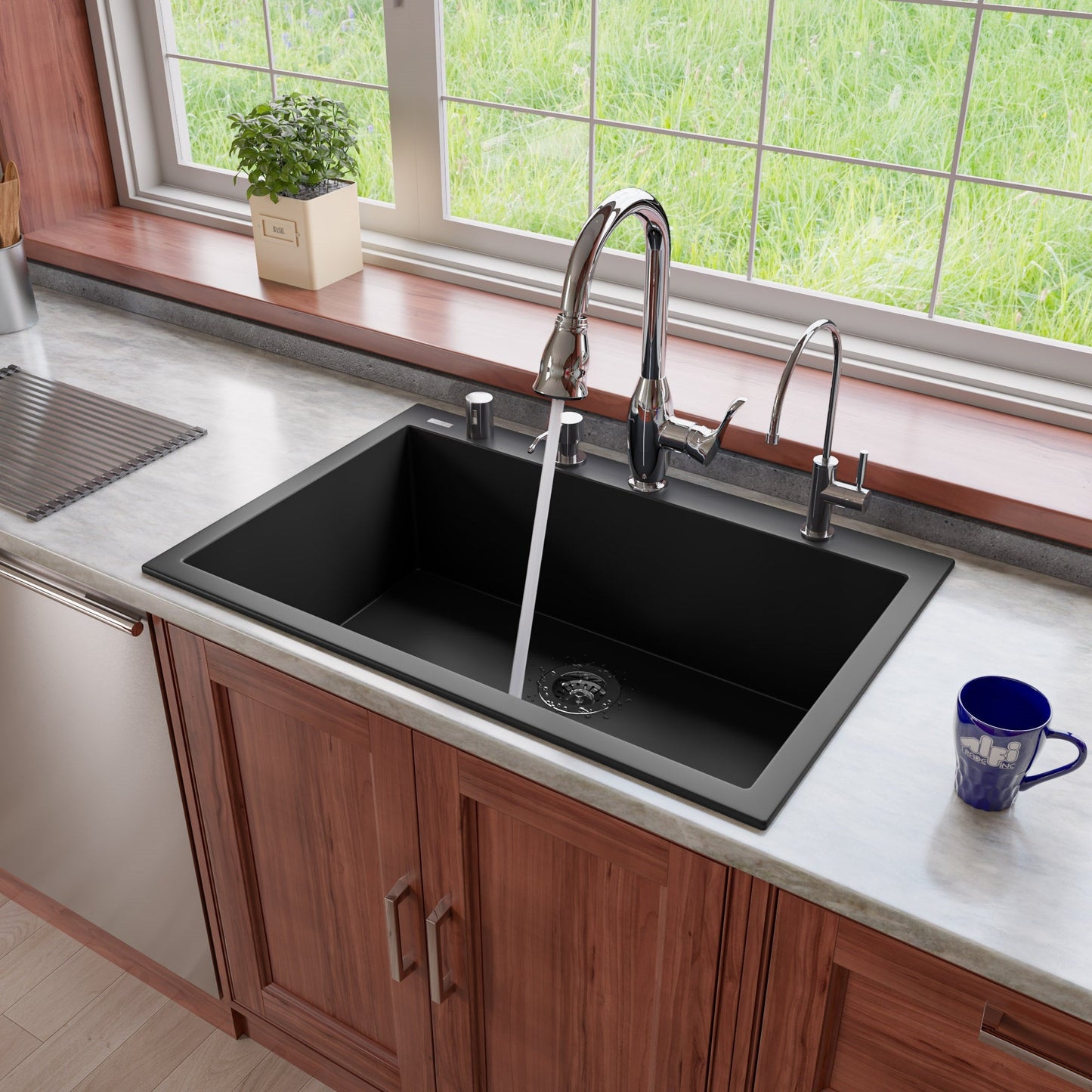 ALFI brand ABKF3783 Gooseneck Pull Down Kitchen Faucet