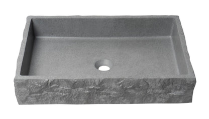 ALFI brand  ABCO24R 24" Solid Concrete Chiseled Style Rectangular Above Mount Vessel Sink
