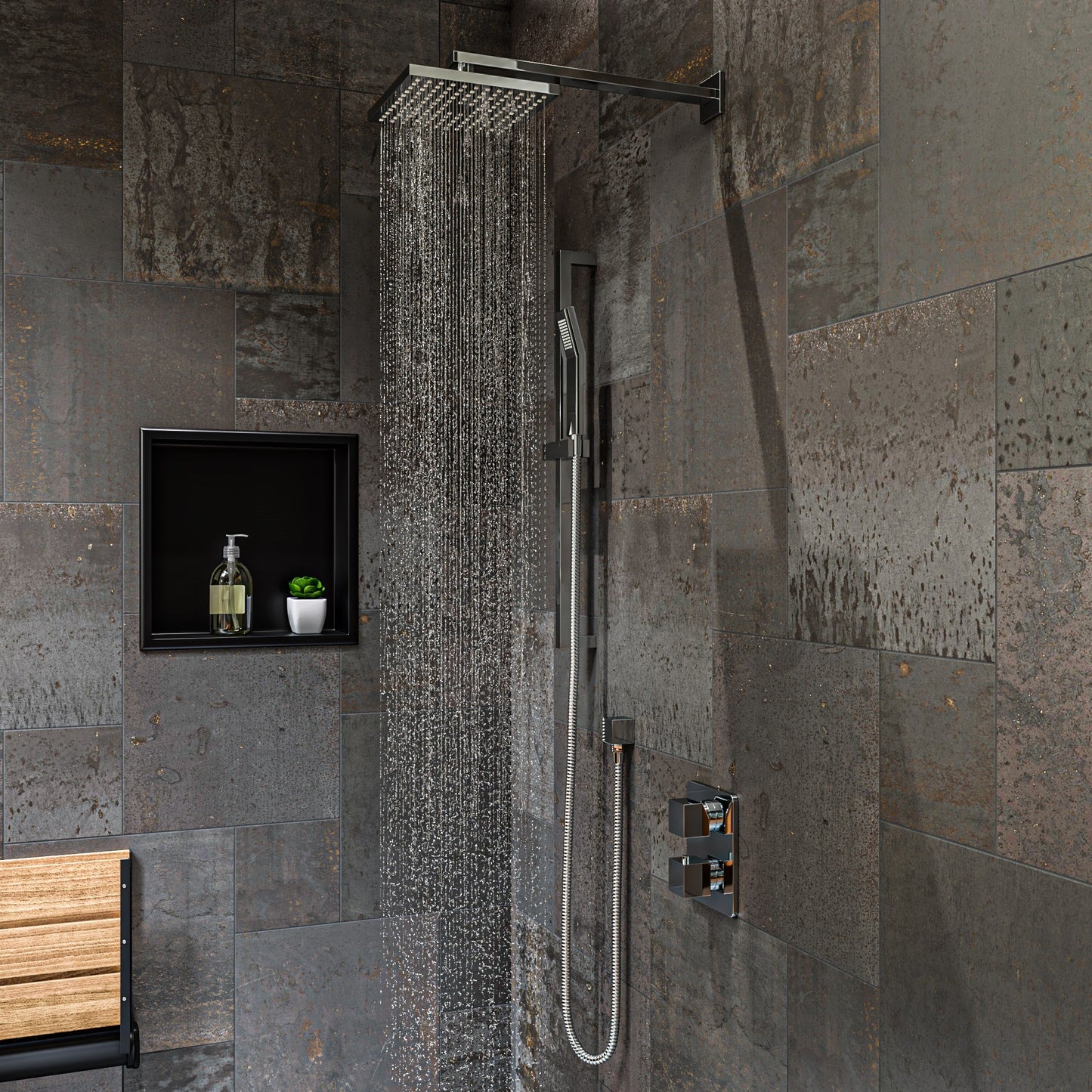 ALFI brand AB2830 2 Way Thermostatic Square Shower Set