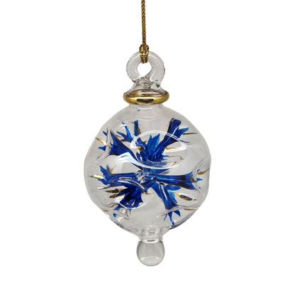 Blown Glass Pierced Starburst Ornament - Blue