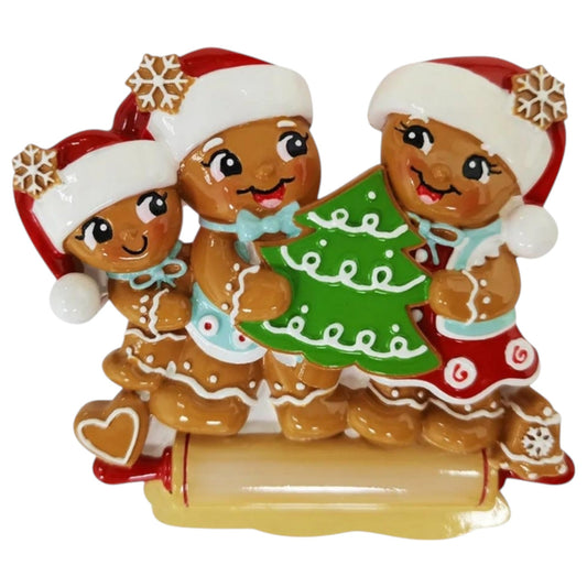 Nostalgic Gingerbread Family of 3 Ornament