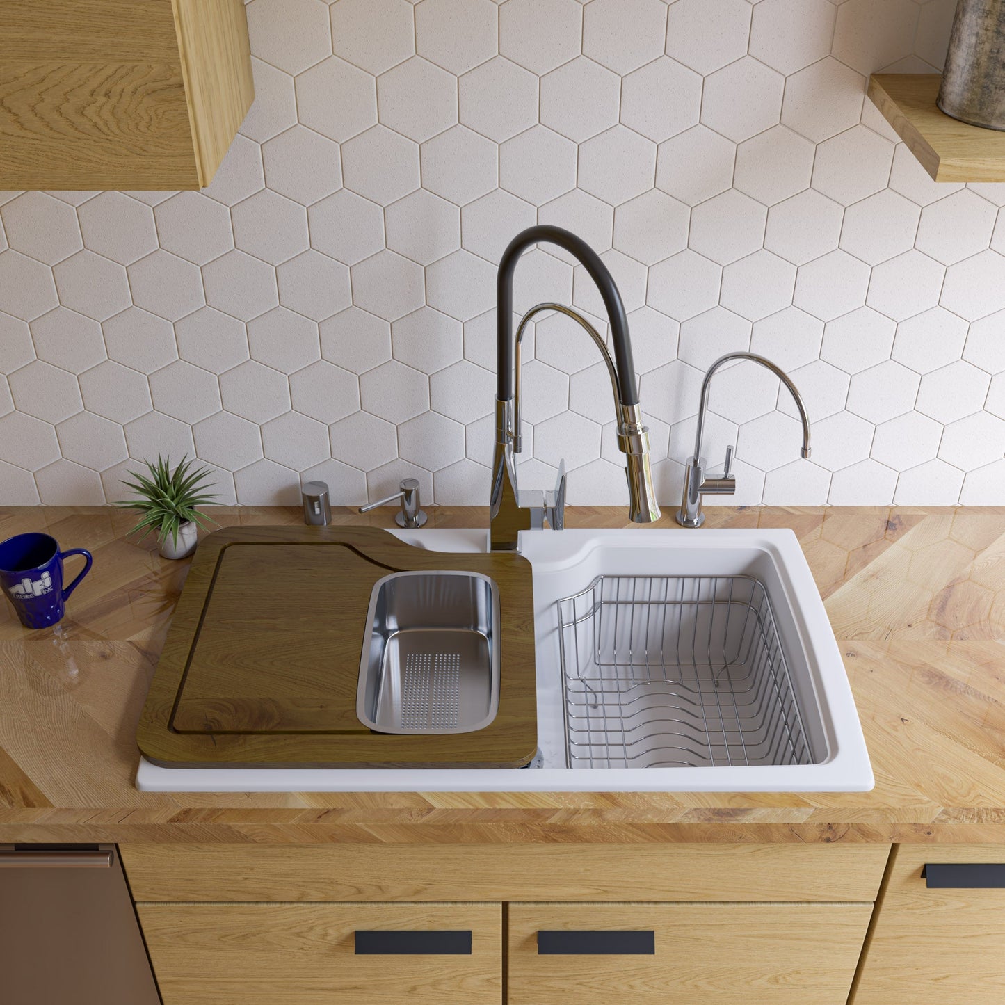ALFI brand AB3520DI 35" Drop-In Single Bowl Granite Composite Kitchen Sink