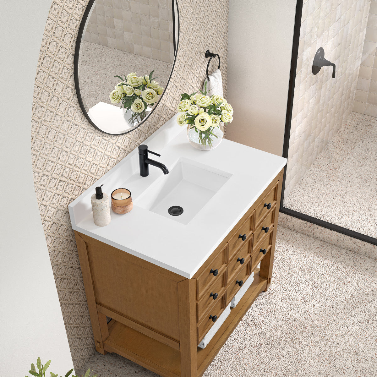 Malibu 36" Single Vanity Cabinet, Amber Birch