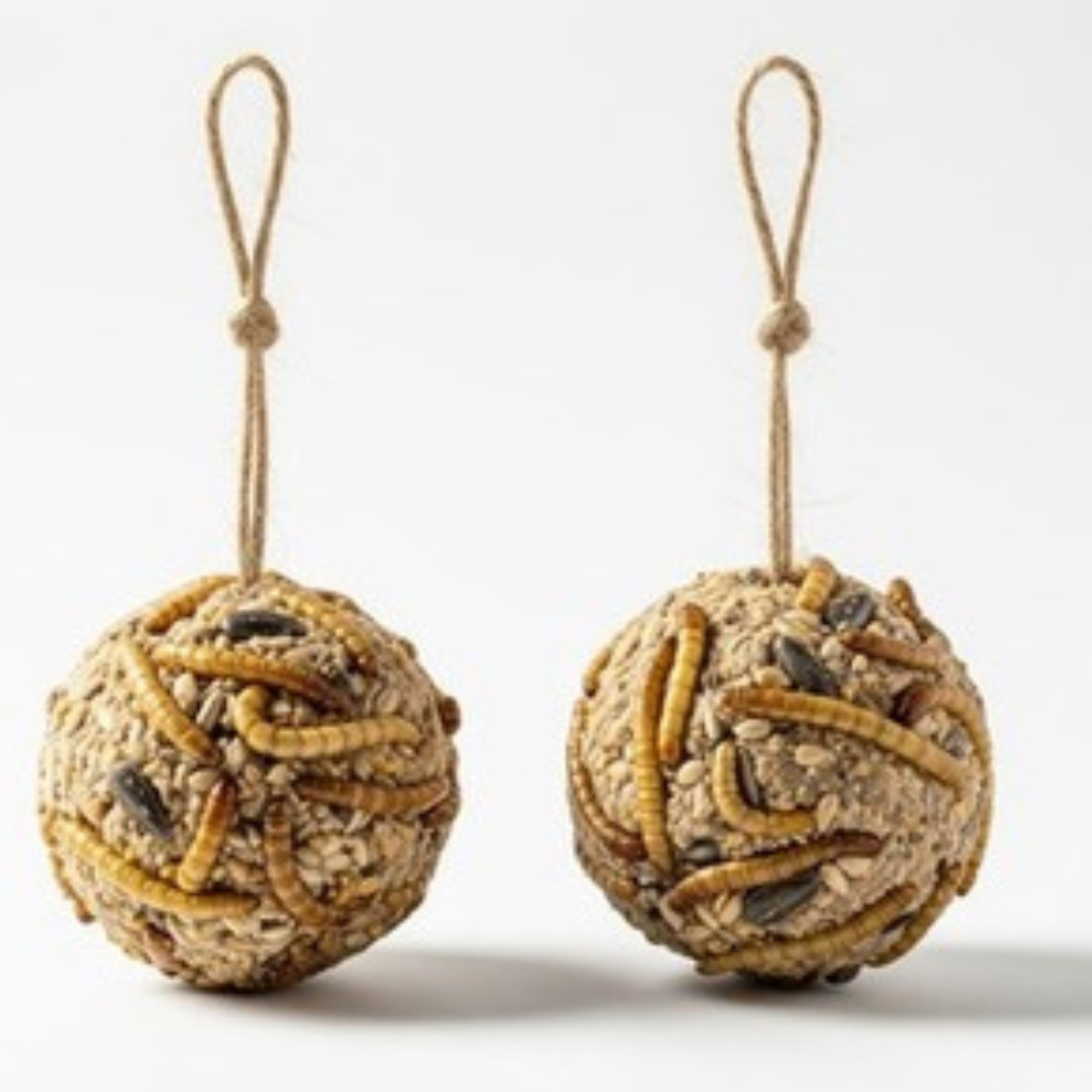 Quail & Gamebird Knödel — Enrichment Feed Ball with Mealworms 2 pack