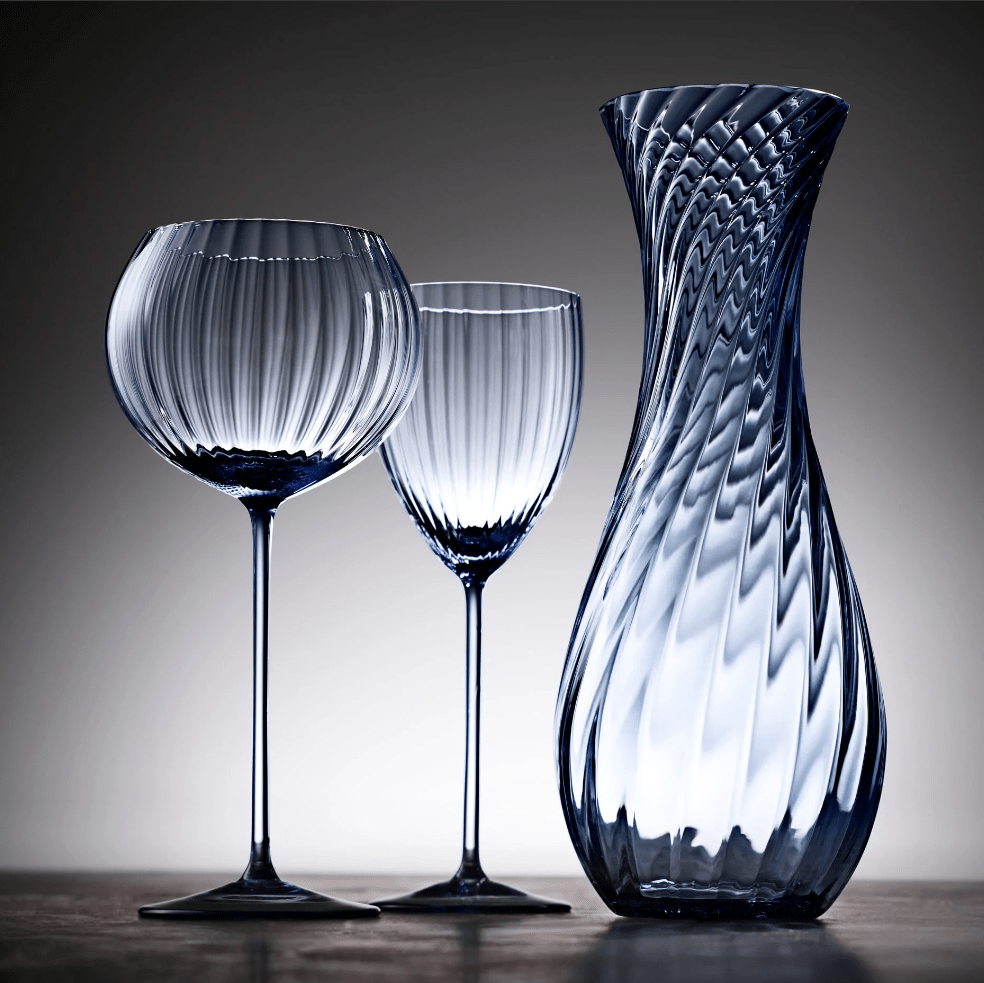 Quinn Ocean Blue Mouth-Blown Crystal Glassware – Premium Coastal Entertaining