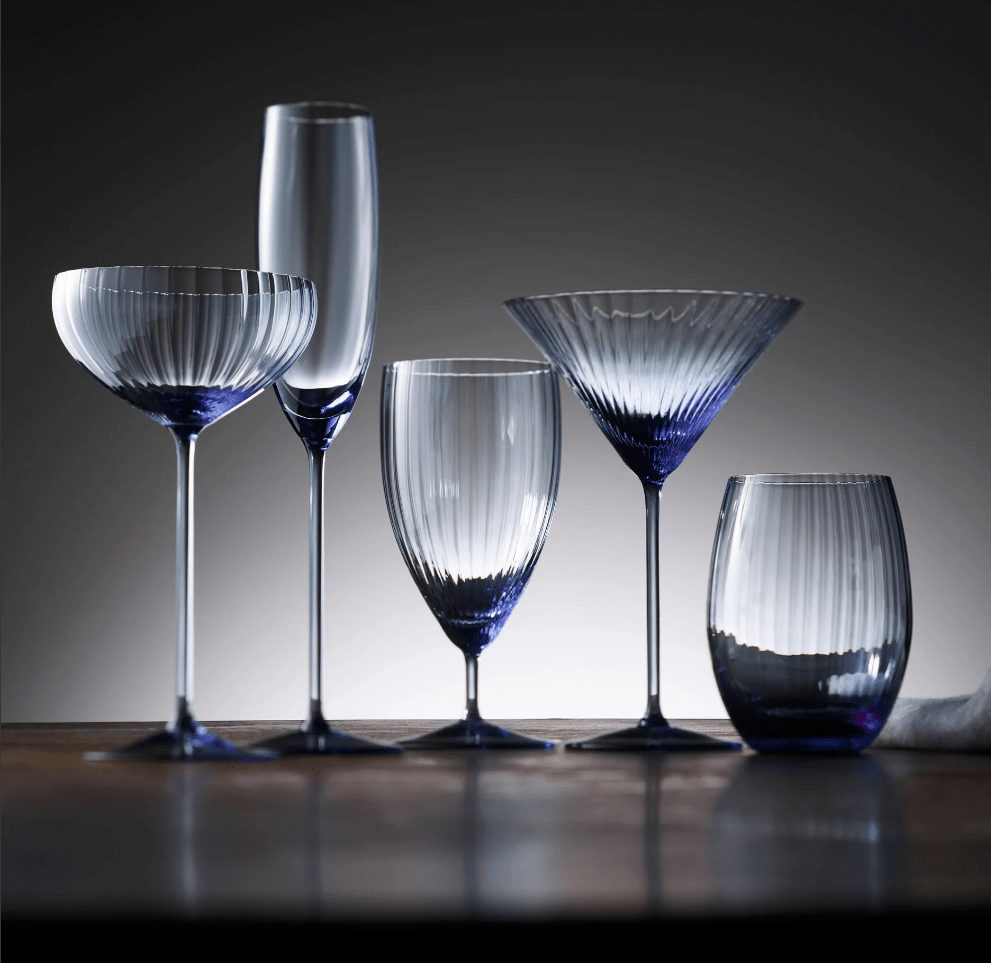 Quinn Ocean Blue Mouth-Blown Crystal Glassware – Premium Coastal Entertaining