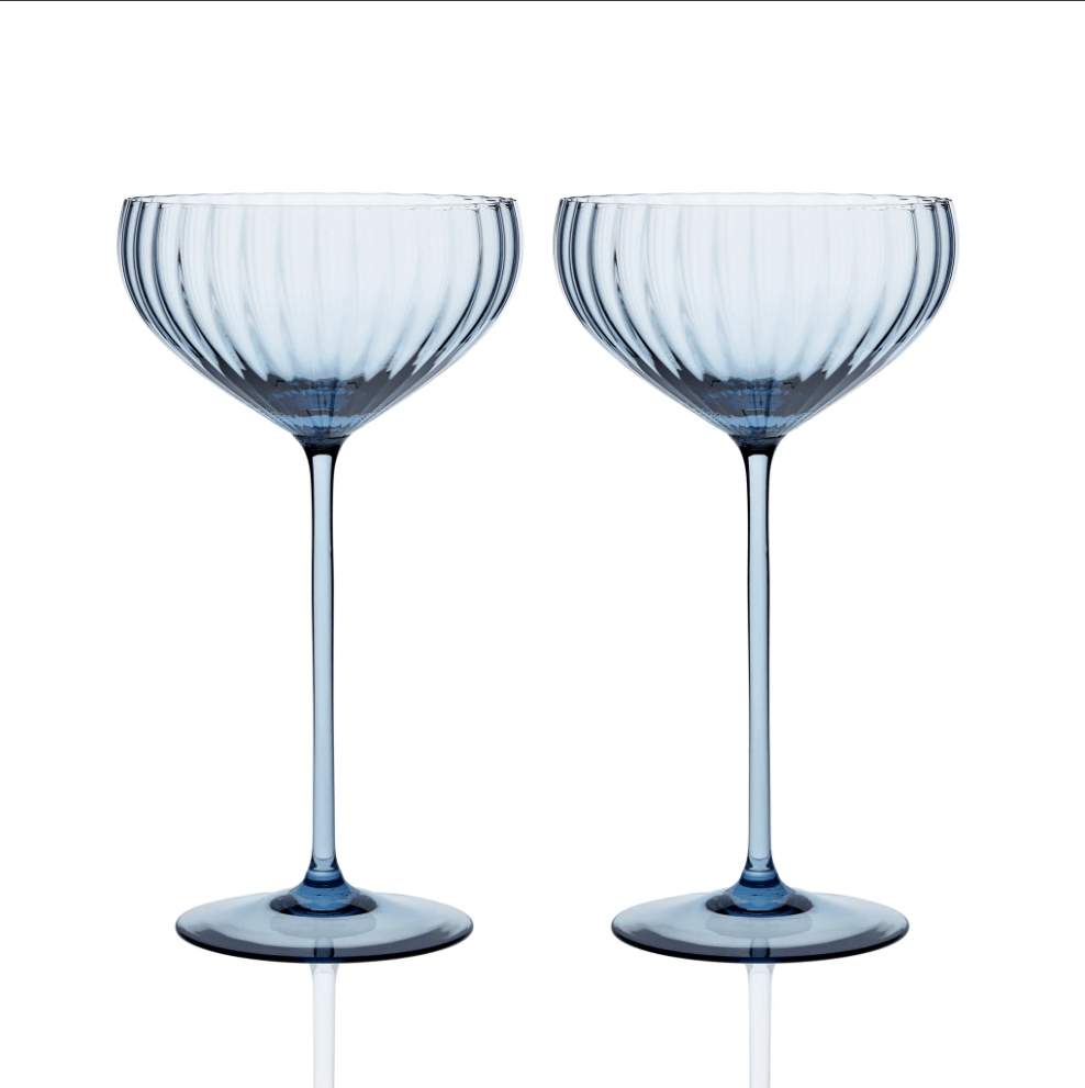 Quinn Ocean Blue Mouth-Blown Crystal Glassware – Premium Coastal Entertaining