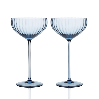 Quinn Ocean Blue Mouth-Blown Crystal Glassware – Premium Coastal Entertaining