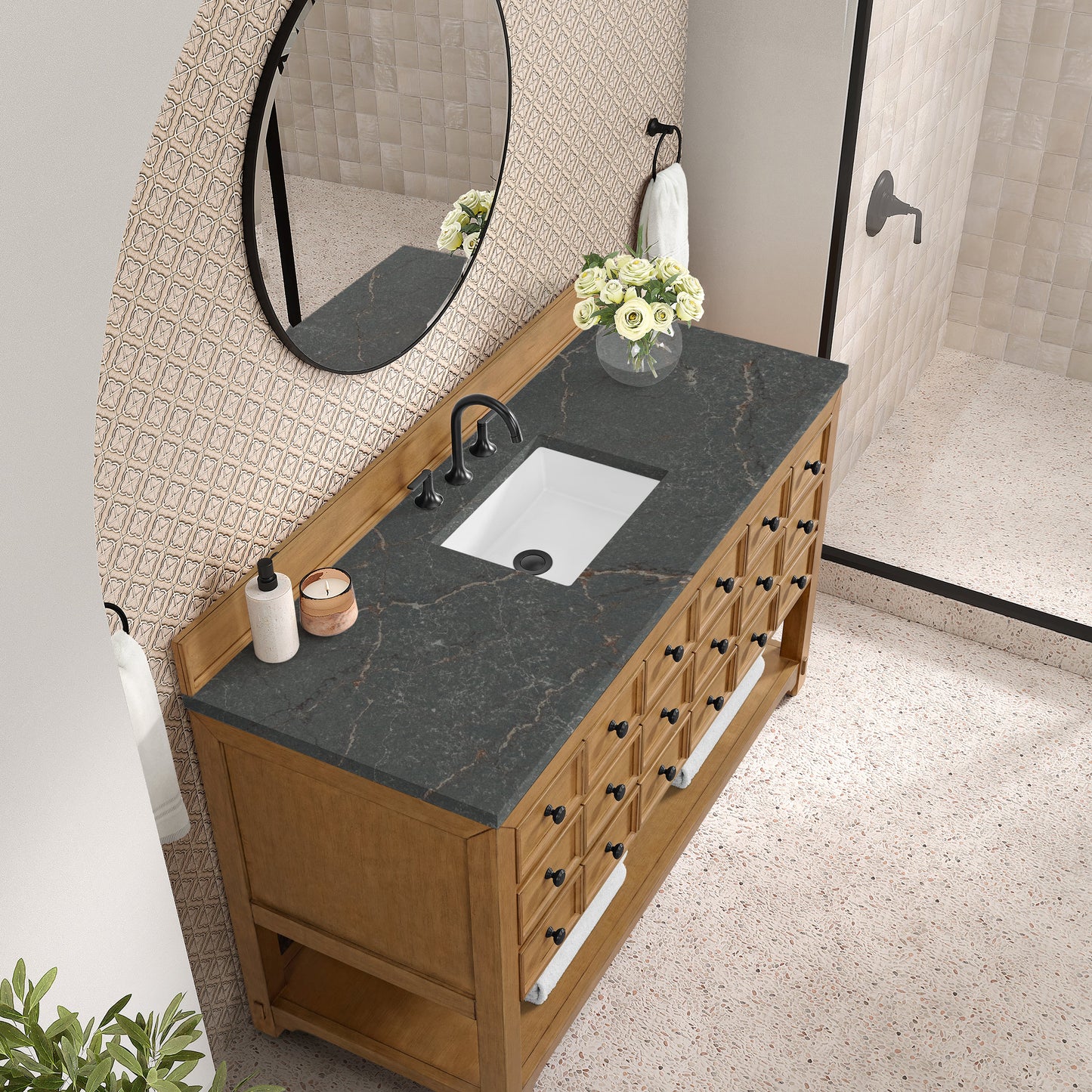Malibu 60" Single Vanity Cabinet, Amber Birch