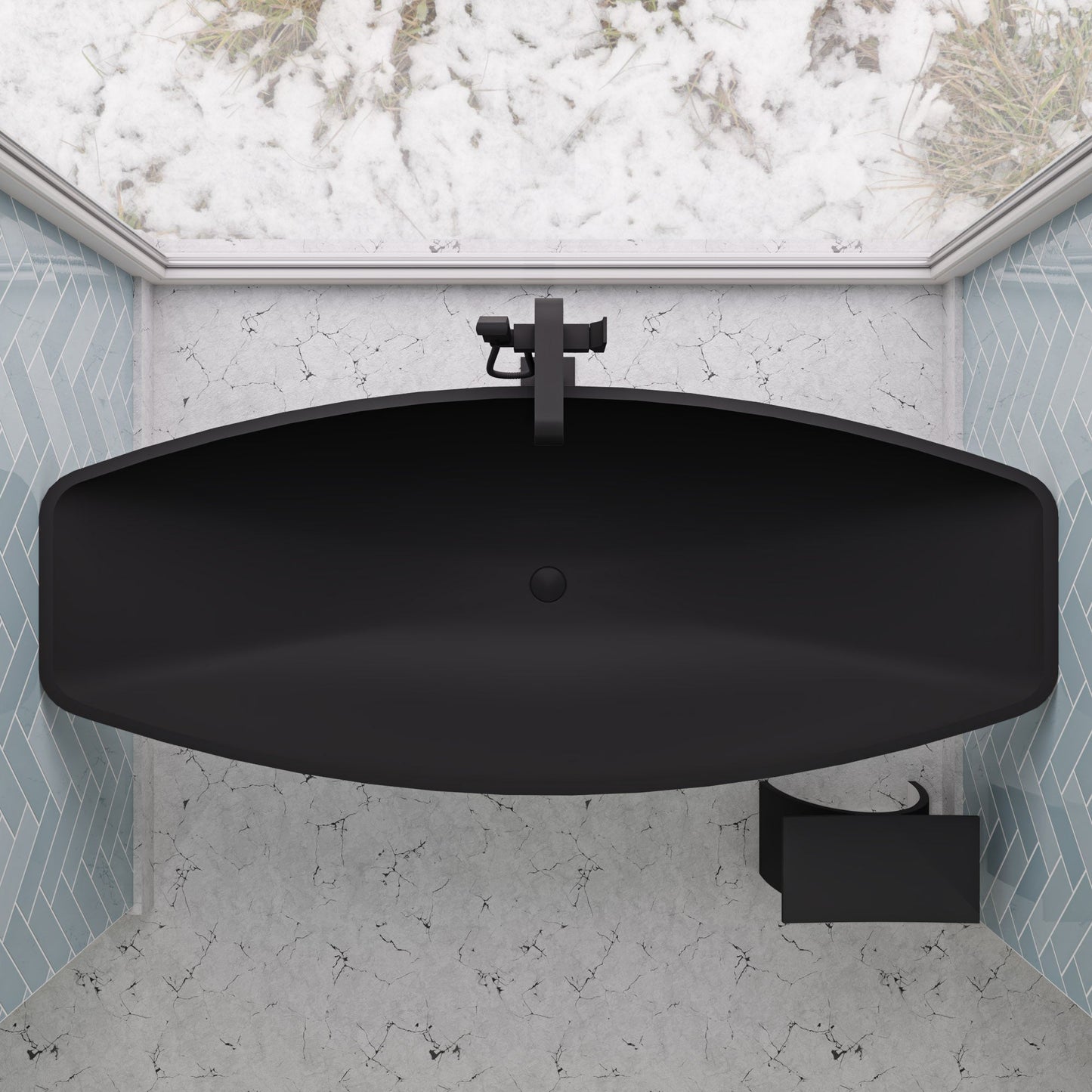 ALFI brand HammockTub1 HammockTub1 79" Acrylic Suspended Wall Mounted Hammock Bathtub