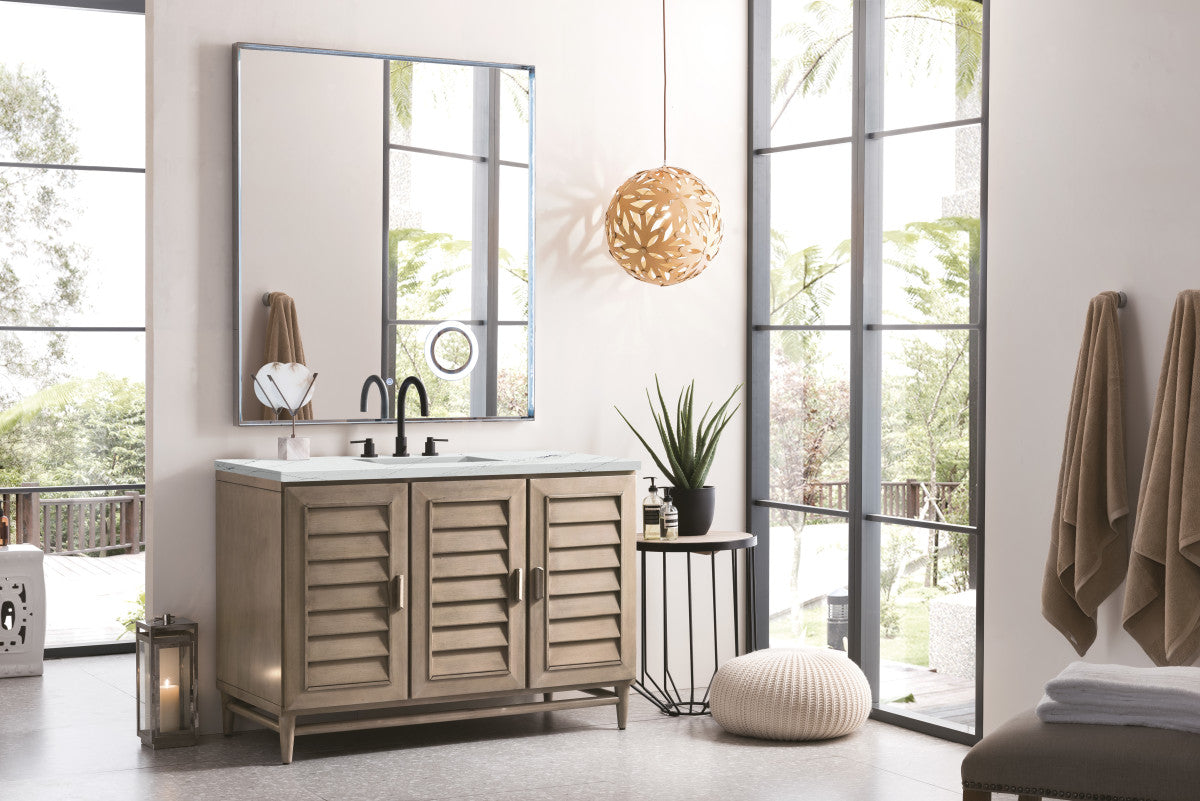 Portland 48" Single Vanity Cabinet, Whitewashed Walnut