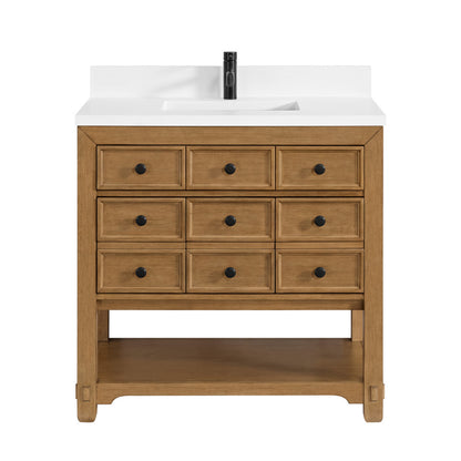 Malibu 36" Single Vanity Cabinet, Amber Birch
