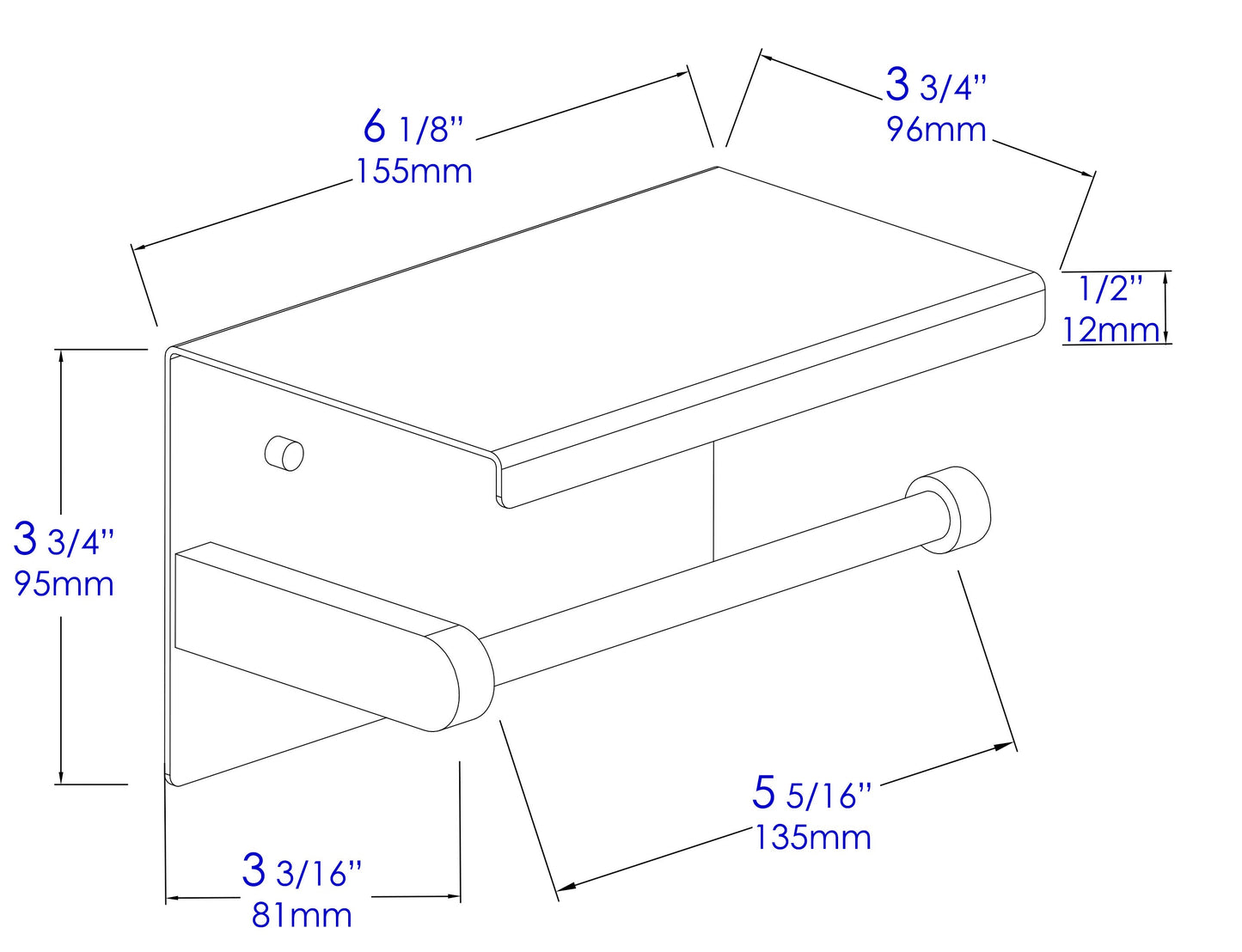 AlFI brand ABTP66 Toilet Paper Holder with Shelf