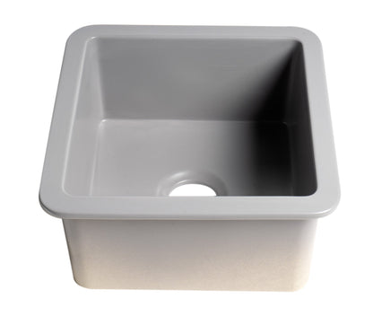 ALFI brand ABF1818S Square 18" x 18" Undermount / Drop In Fireclay Prep Sink
