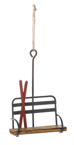 Winter Ski Lift Ornament - Dark