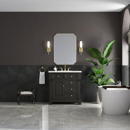 James Martin 547-V36 Brookfield 36” Single Vanity – Black Onyx / Honey Oak / Pearl Charcoal