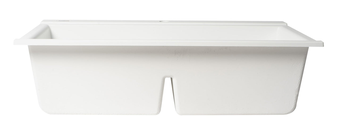 ALFI brand AB3418DBDI 33" Granite Composite Workstation Step Rim Double Bowl Drop In Sink with Accessories