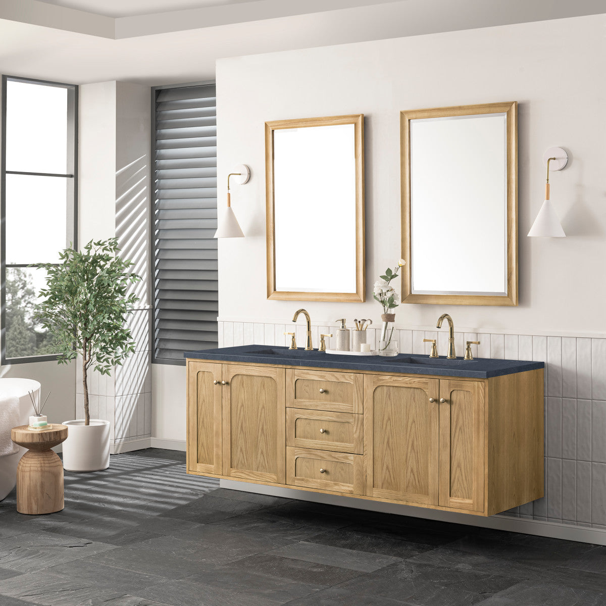 Laurent 72" Double Vanity Cabinet, Light Natural Oak