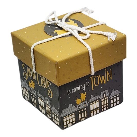 Gift Box Cube for Gift Cards - 3" x 3" - Santa Claus is Coming to Town