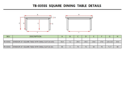 Windsor 35" Square Bistro Table