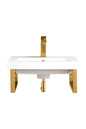 Two Boston 15.25" Wall Brackets, Radiant Gold w/ 20" White Glossy Composite Stone Top