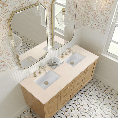 Laurent 60" Double Vanity, Light Natural Oak