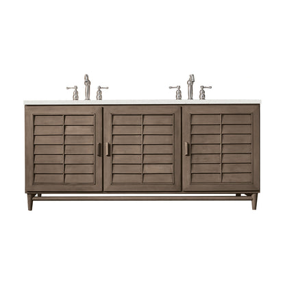 Portland 72" Double Vanity Cabinet, Whitewashed Walnut
