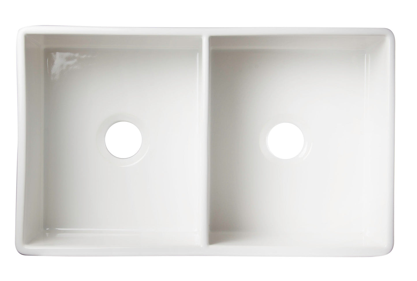 ALFI brand AB538 AB538-W White 32" Smooth Apron Double Bowl Fireclay Farmhouse Kitchen Sink