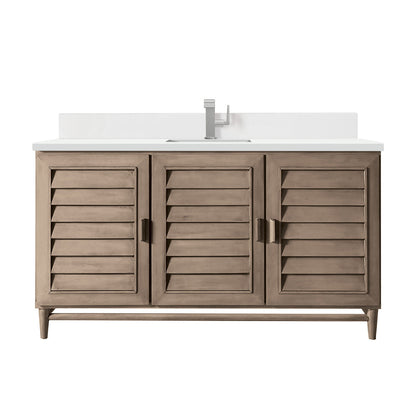 Portland 60" Single Vanity Cabinet, Whitewashed Walnut