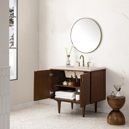 Amberly 36" Single Vanity Cabinet, Mid-Century Walnut