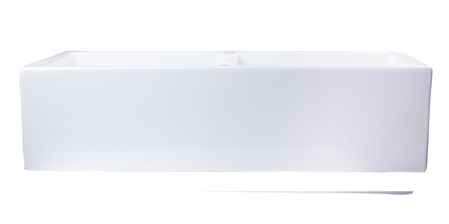 ALFI brand AB3918DB Smooth Apron Thick Wall Fireclay Double Bowl Farm Sink