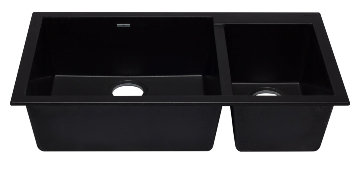 ALFI brand AB3319UM 34" Double Bowl Undermount Granite Composite Kitchen Sink
