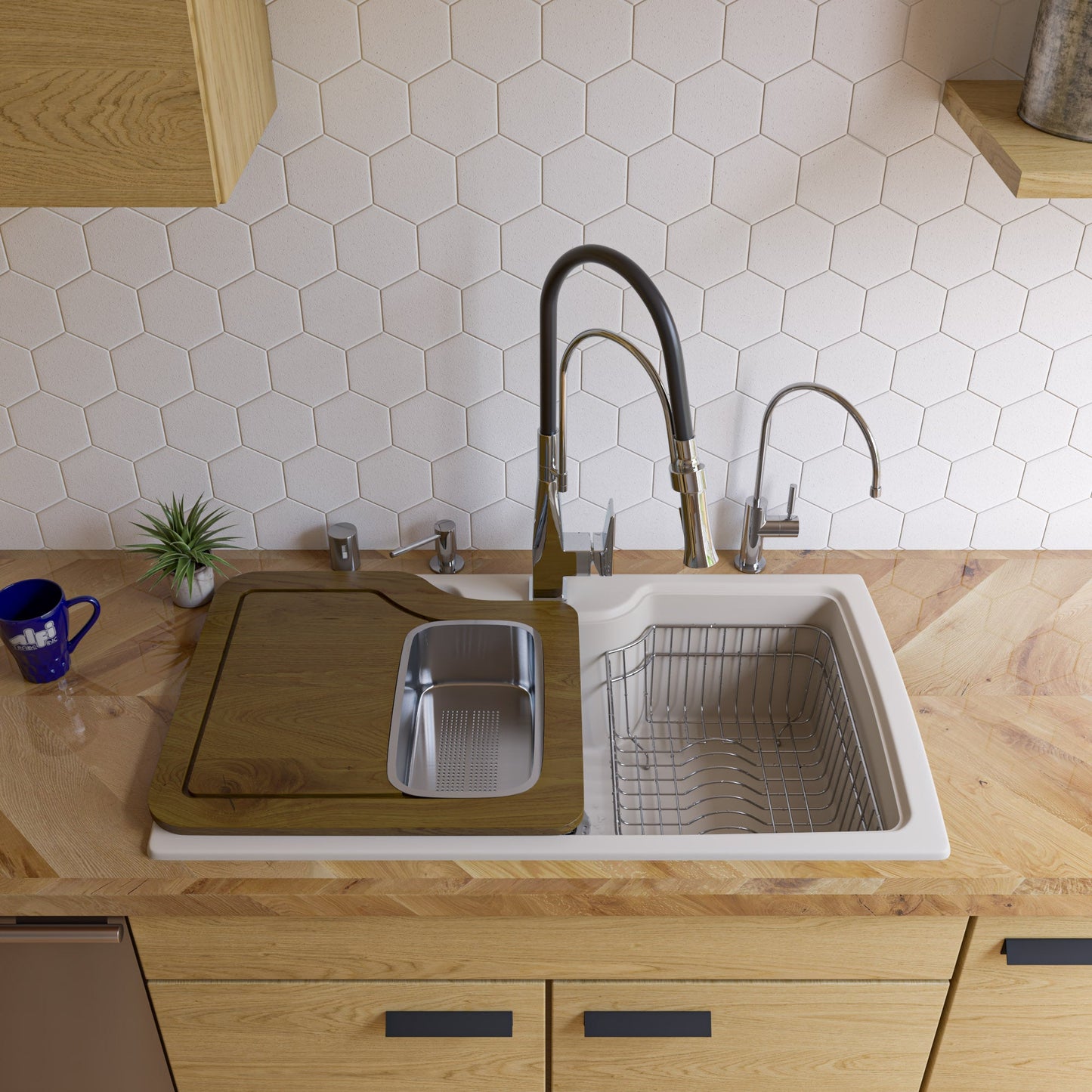ALFI brand AB3520DI 35" Drop-In Single Bowl Granite Composite Kitchen Sink