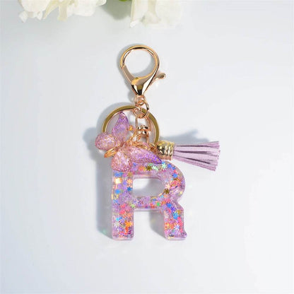 A–Z Personalized Butterfly Tassel Keychain – Custom Initial Gift for Women